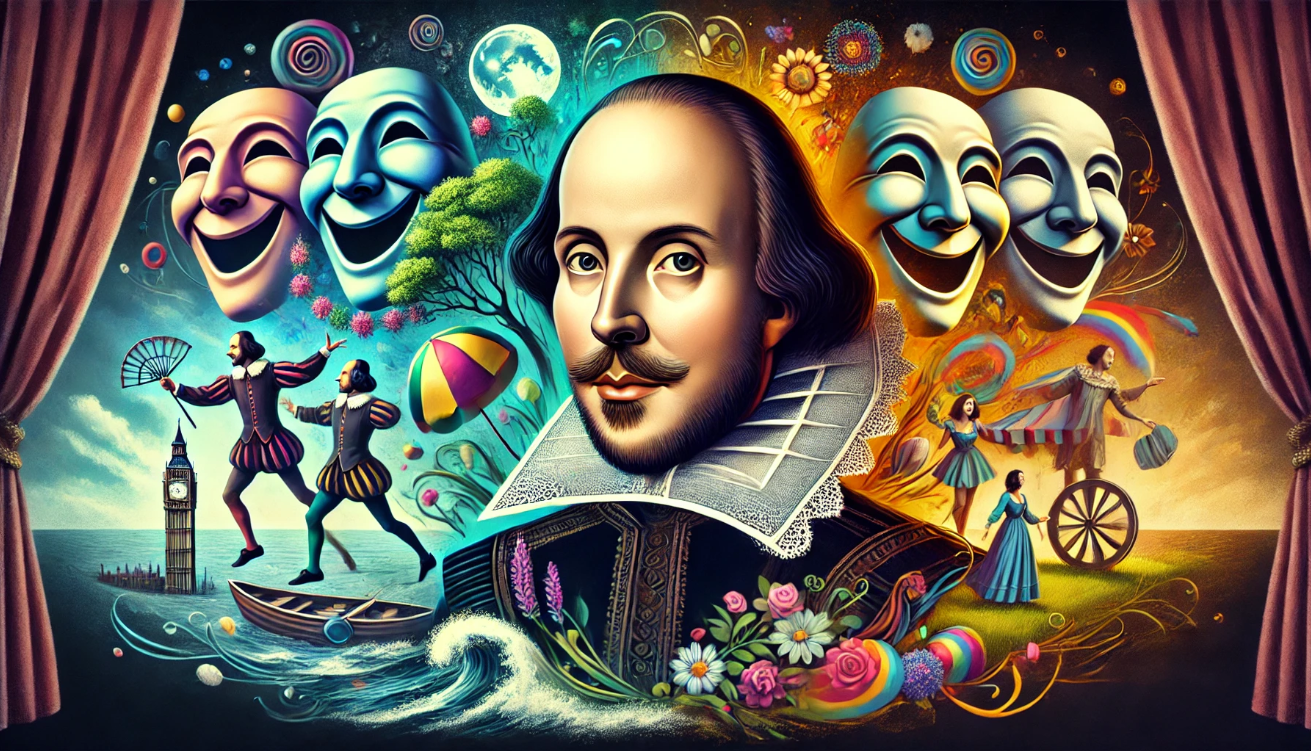 Shakespeare surrounded by comedies

