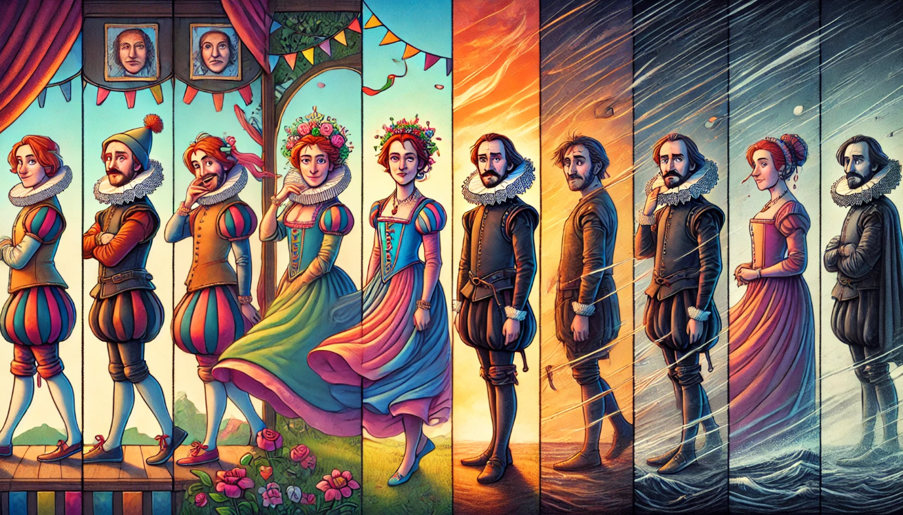 Shakespearean character emotional evolution

