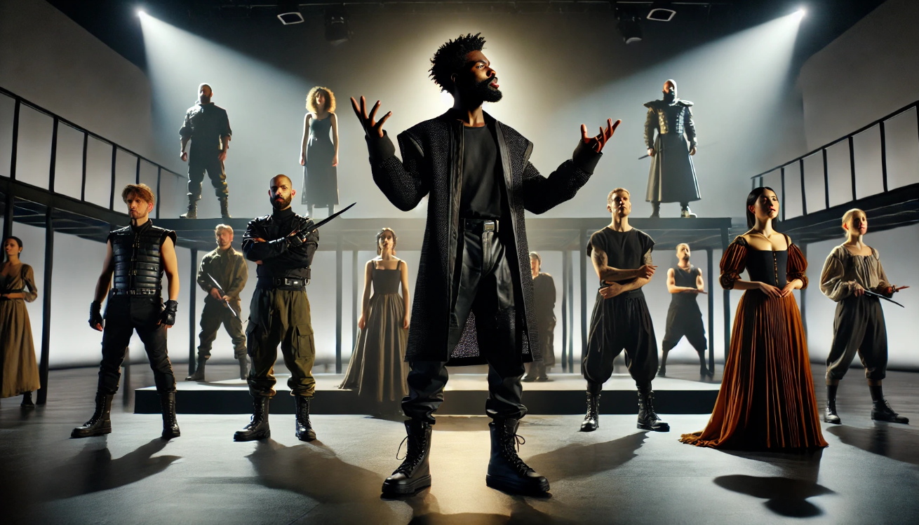Diverse cast performing Shakespeare

