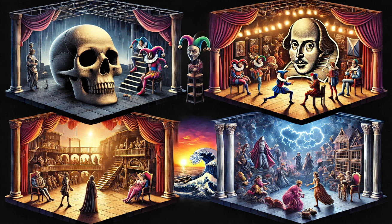 Shakespeare genre stage collage

