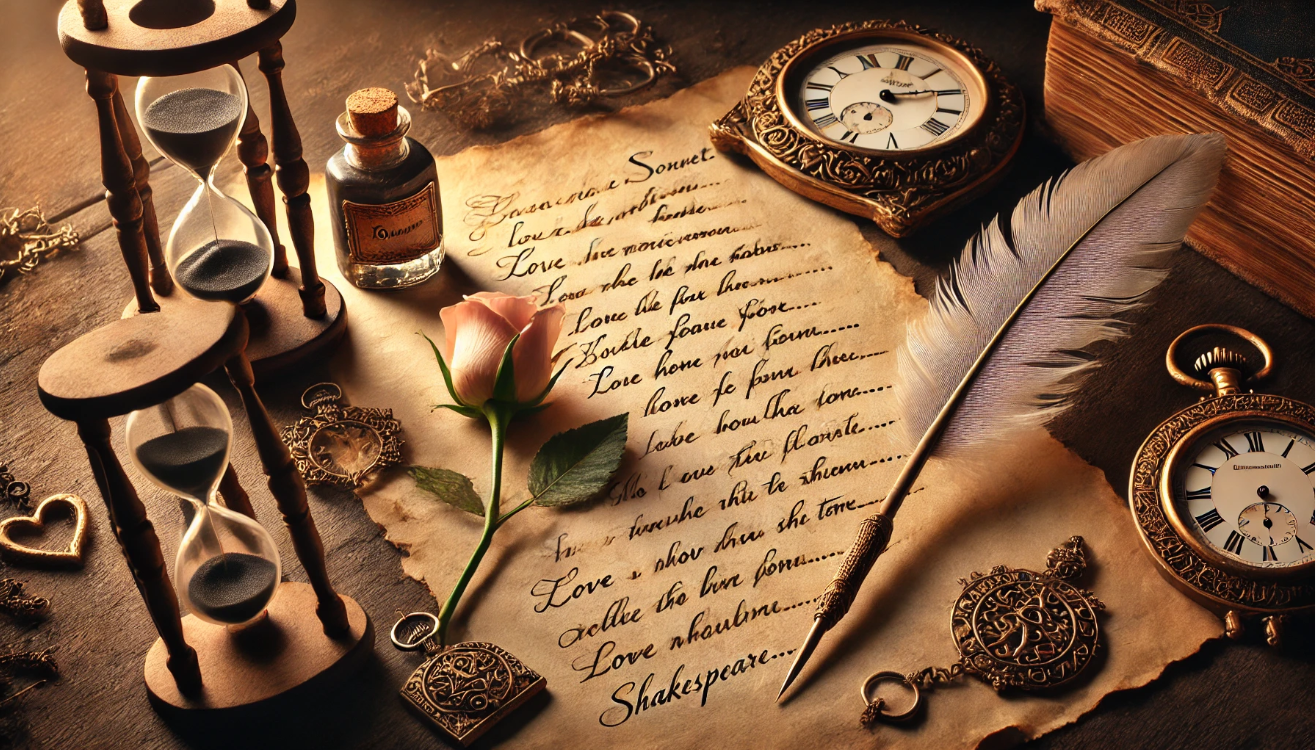 Sonnet, quill, love symbolism


