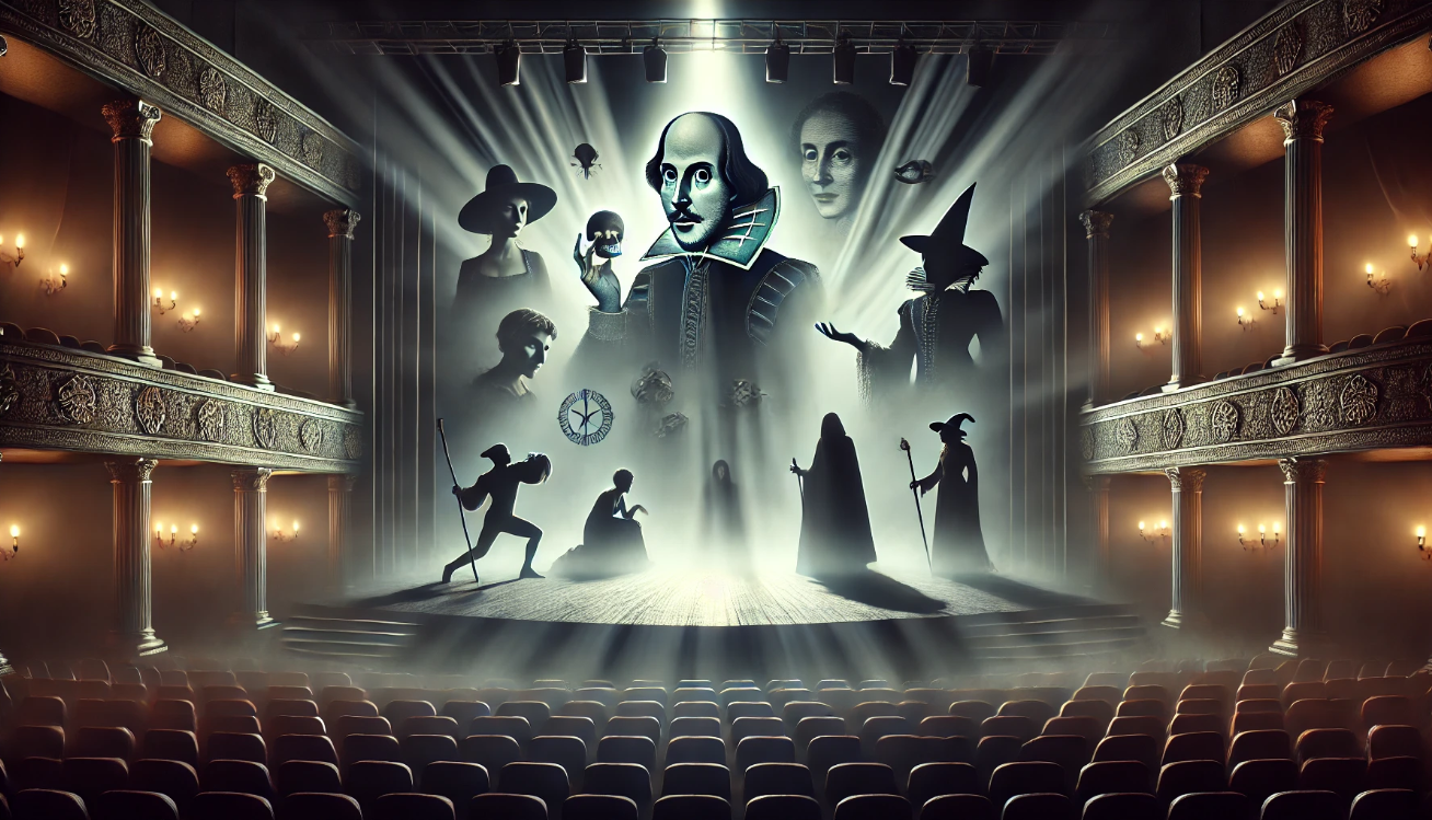 Shakespearean shadows haunt stage.

