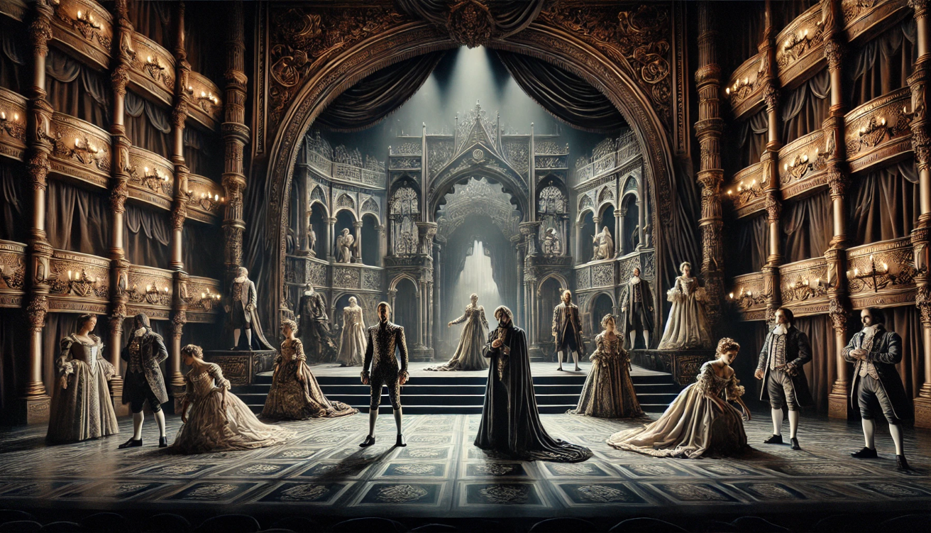 Victorian Shakespearean drama unfolds.


