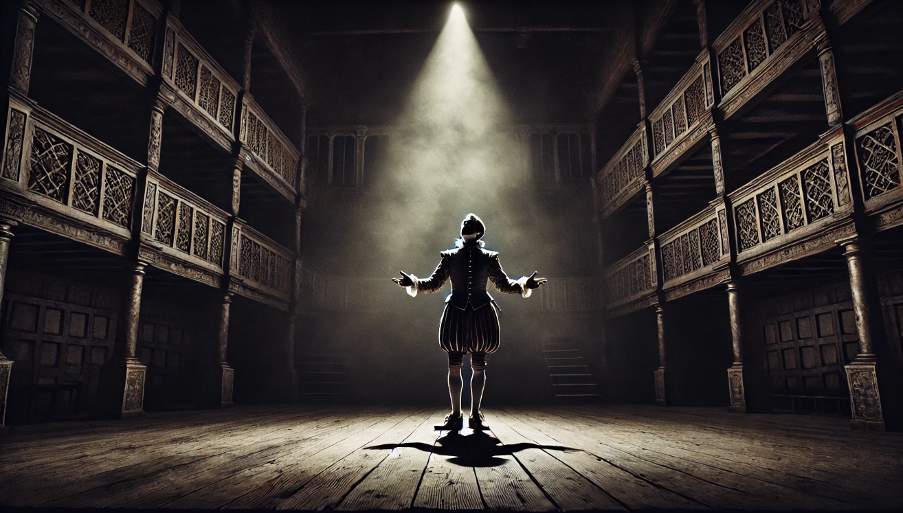 Shakespearean actor on stage 