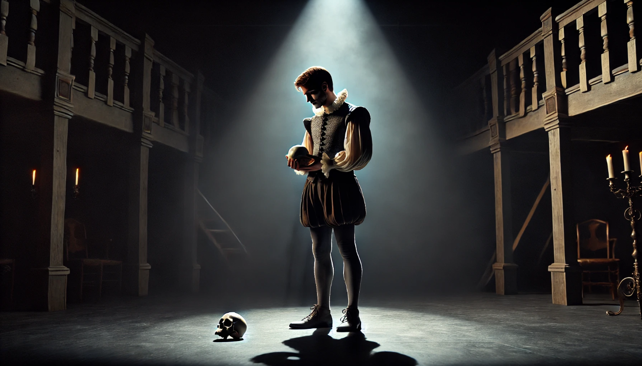 Hamlet spotlight skull contemplation


