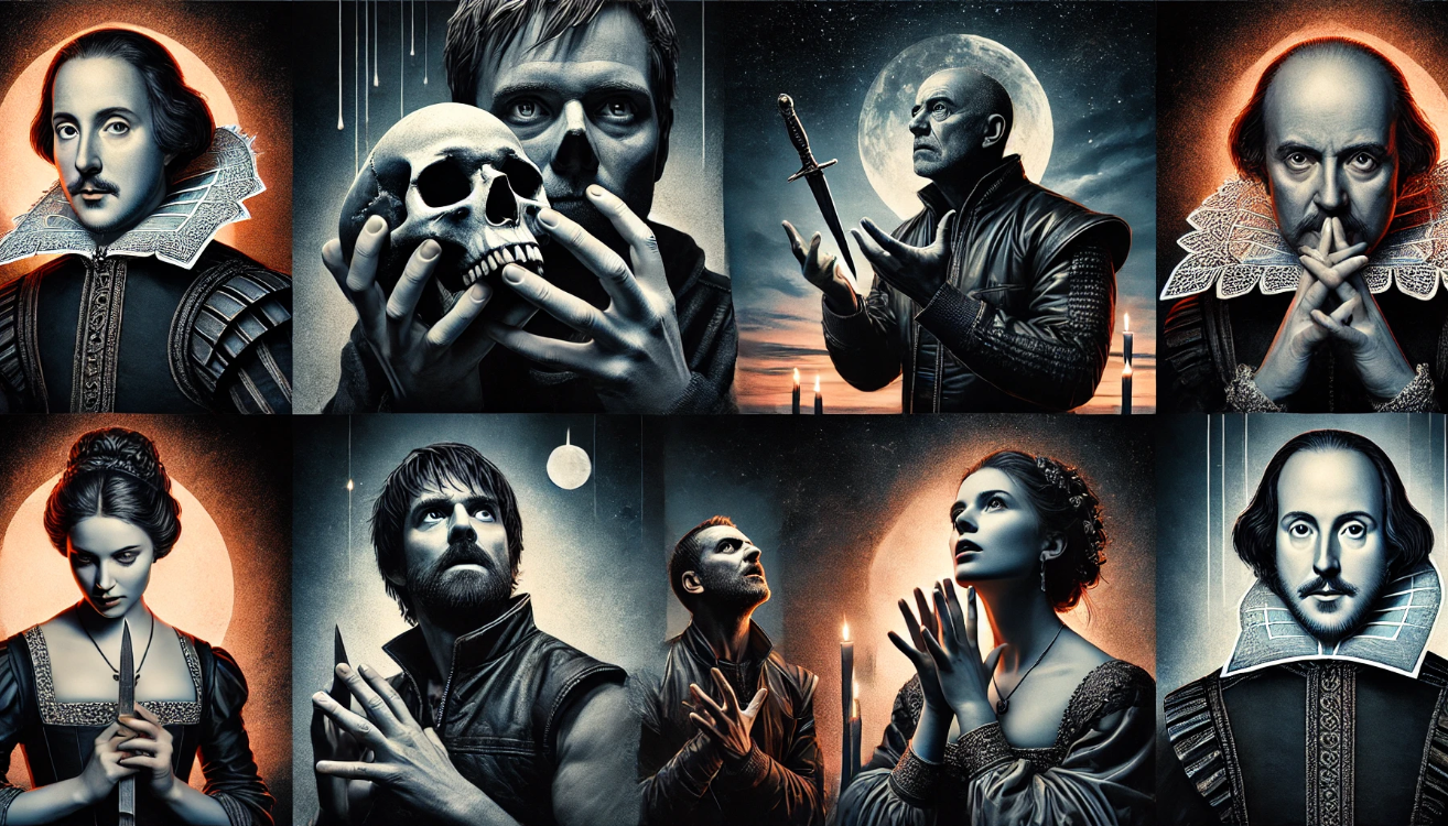 Iconic Shakespearean characters collage


