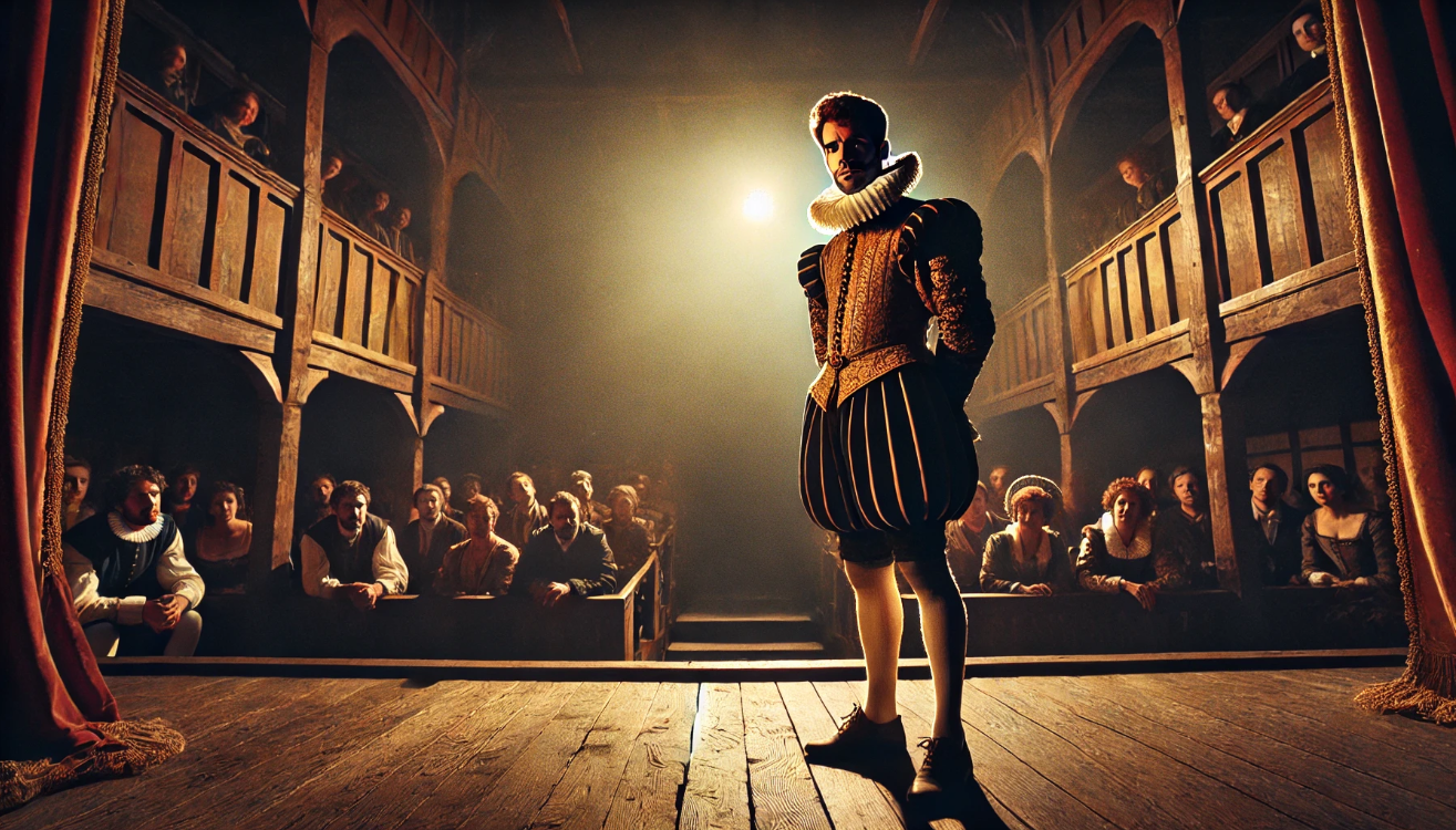 Shakespearean actor captivates audience.

