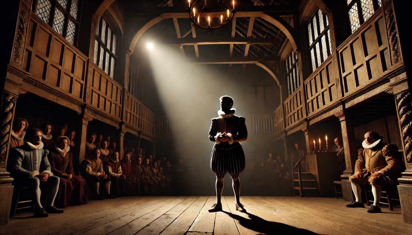 Shakespearean actor on stage

