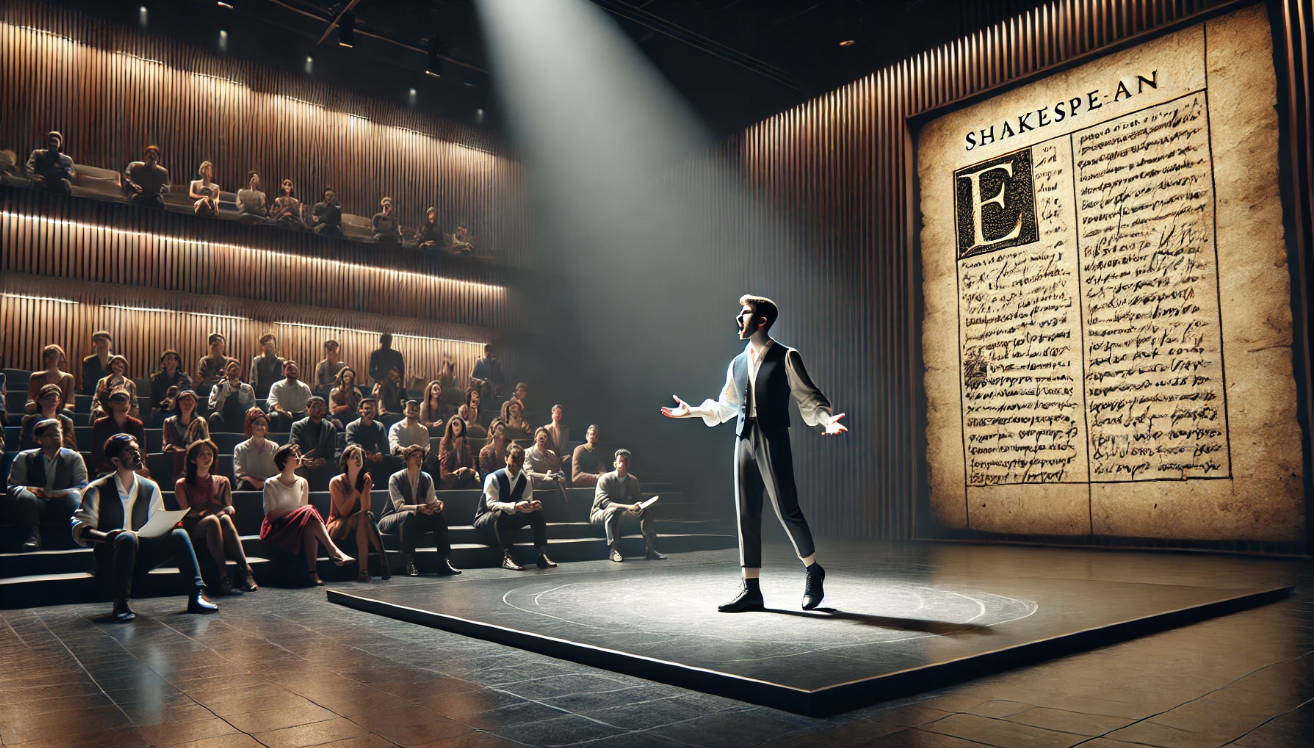 Modern actor delivers soliloquy

