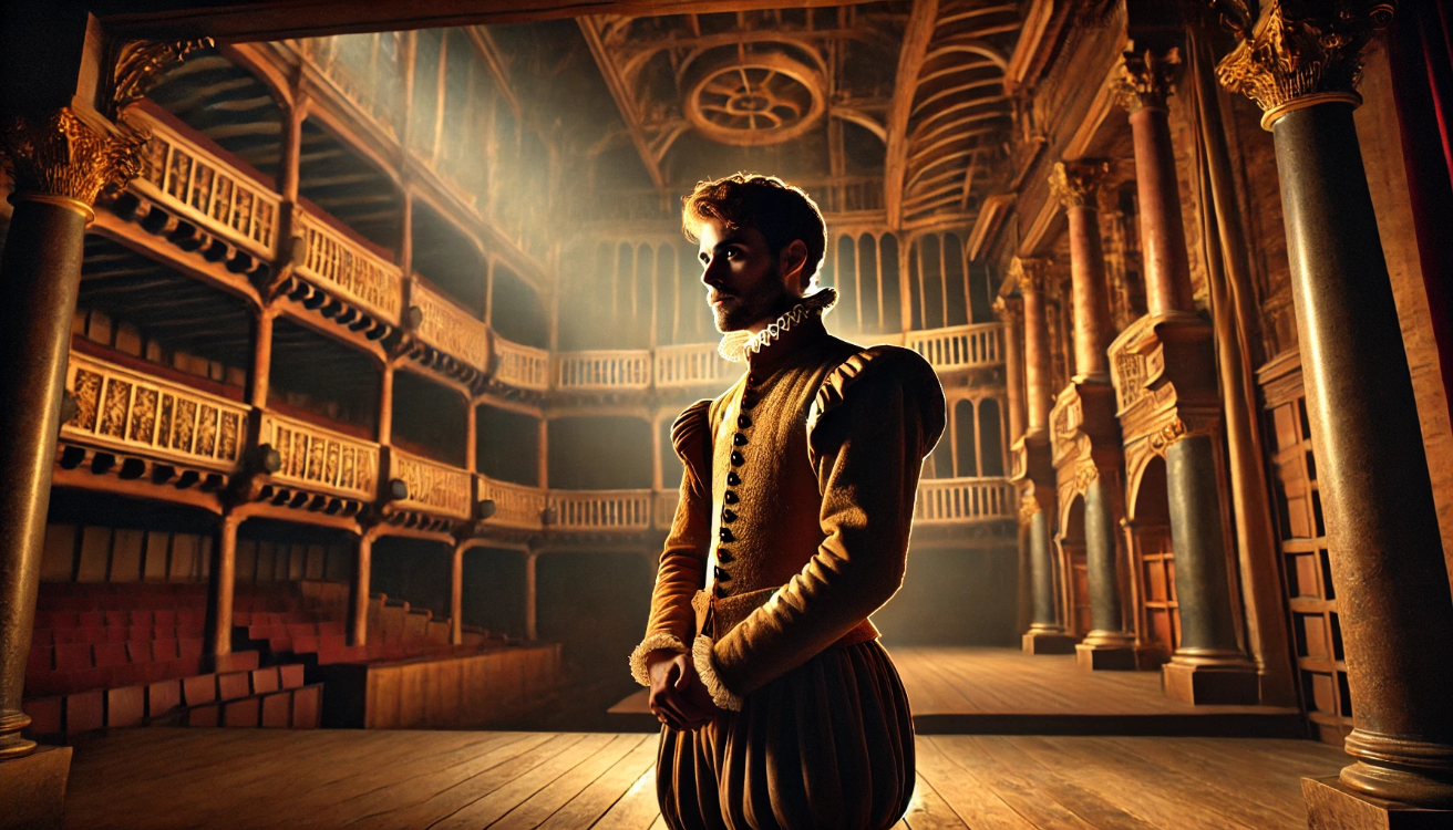 Elizabethan actor on stage 