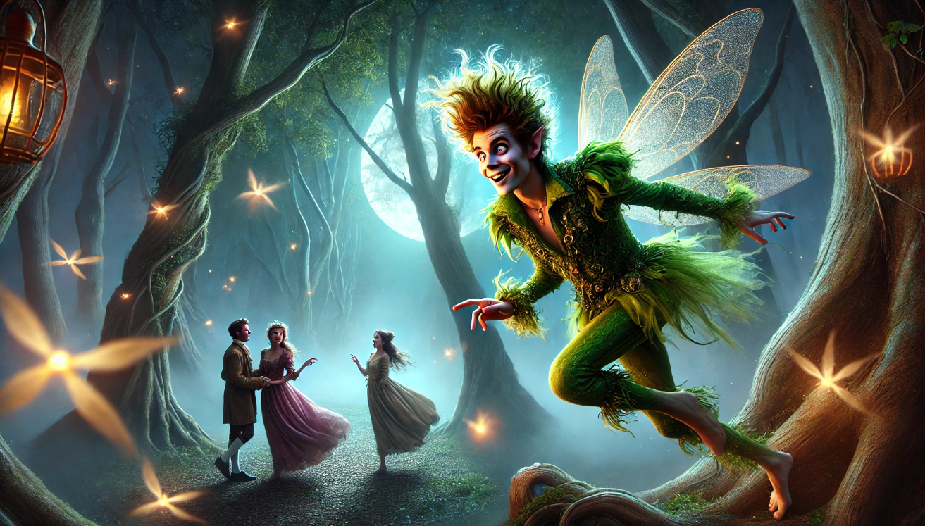 Mischievous fairy in forest 
