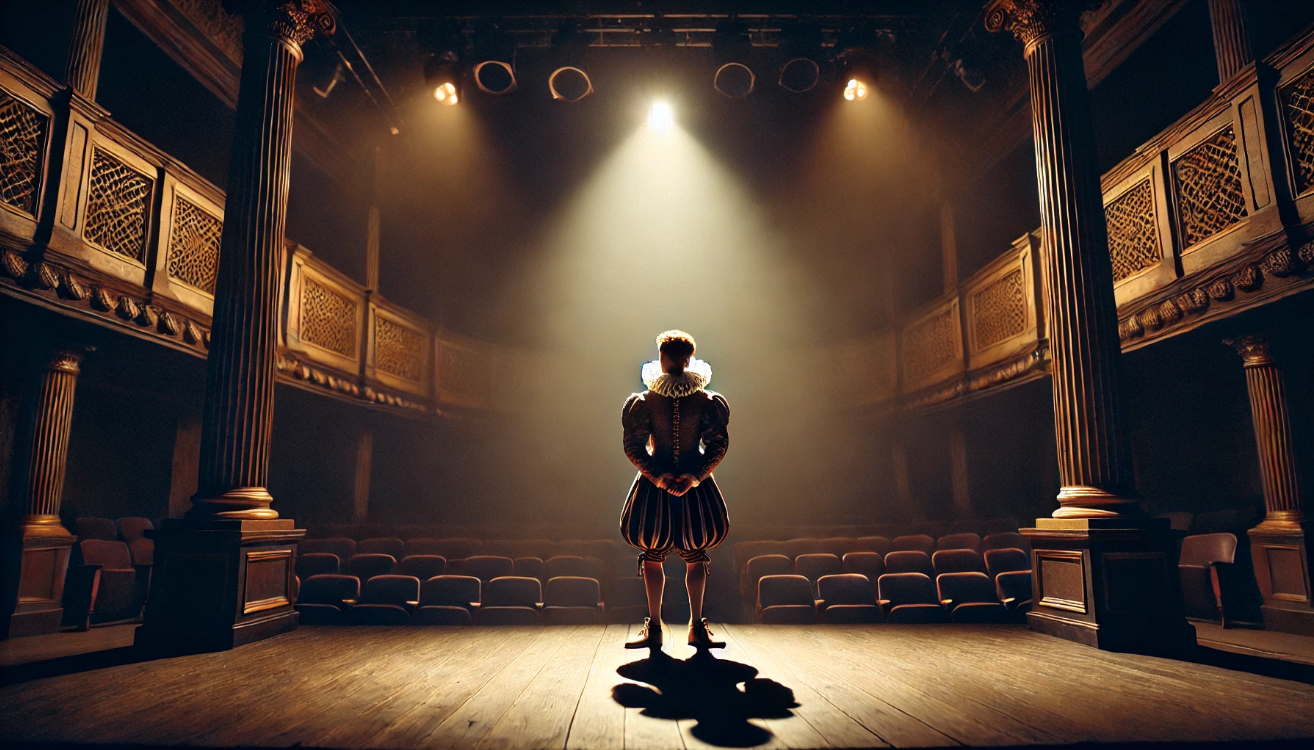 Shakespearean actor on stage 