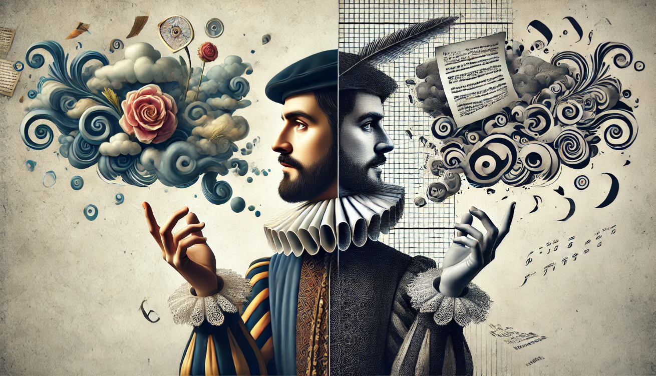 Surreal artistic duality portrait 