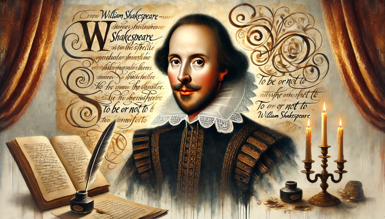 Shakespeare portrait with calligraphy 