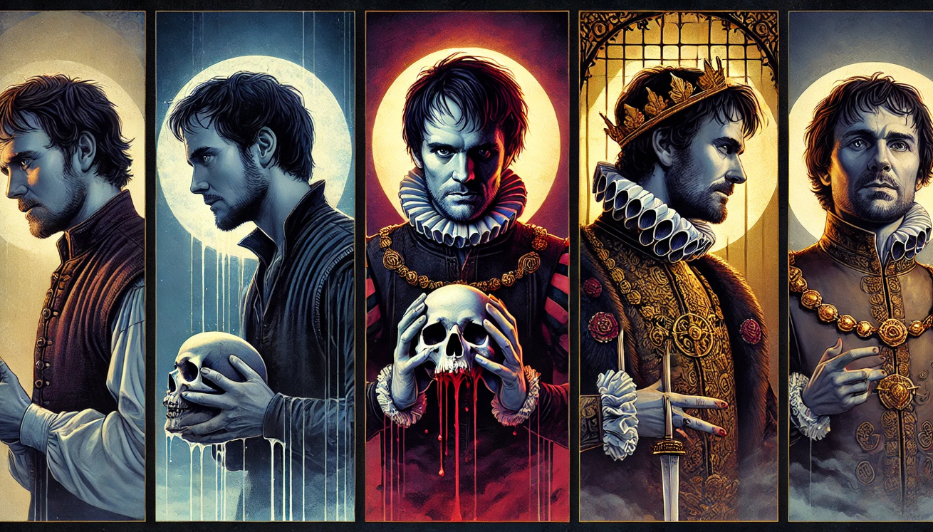 Shakespearean soliloquy triptych illustration

