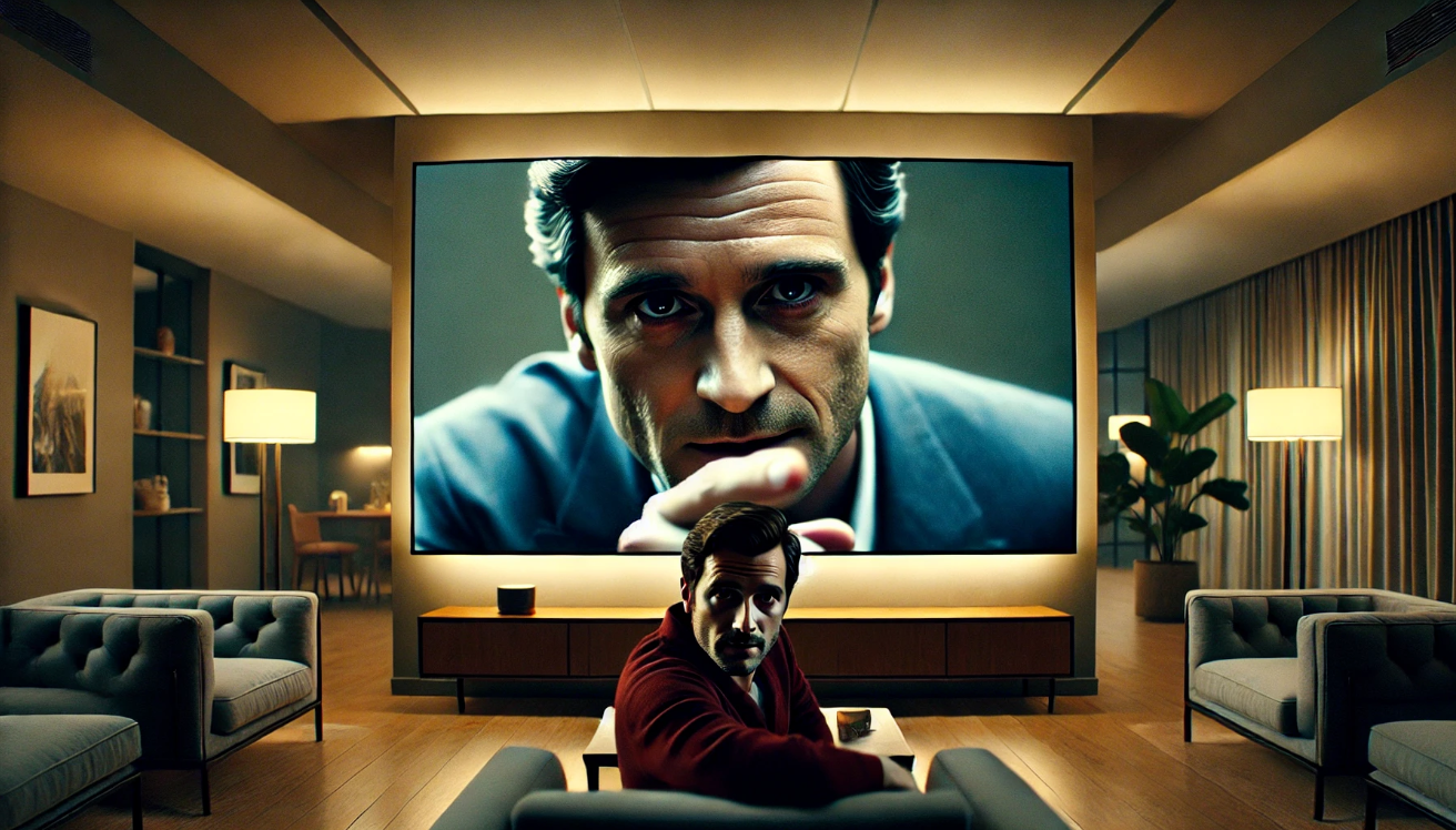 Intense cinematic fourth-wall moment

