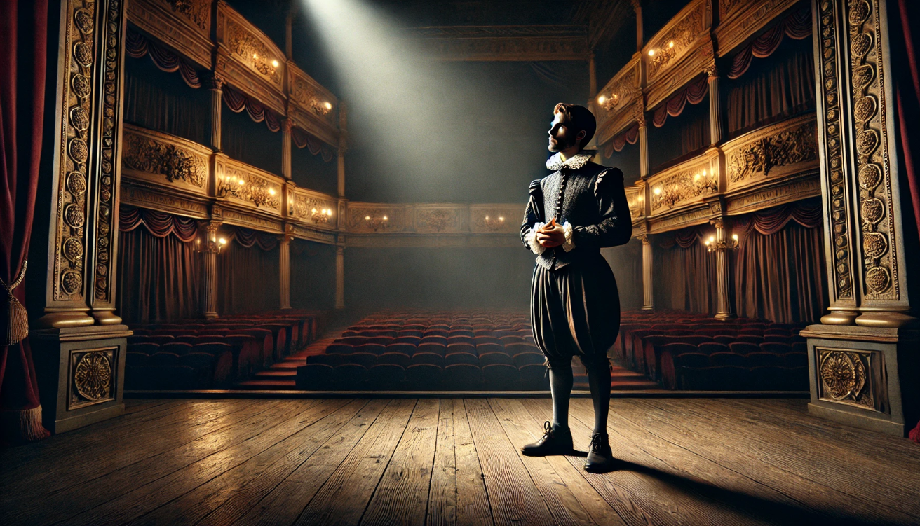 Lone actor delivering soliloquy

