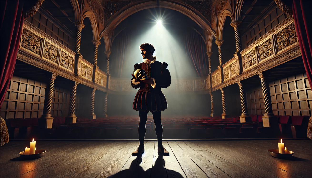 Dramatic Shakespeare stage scene

