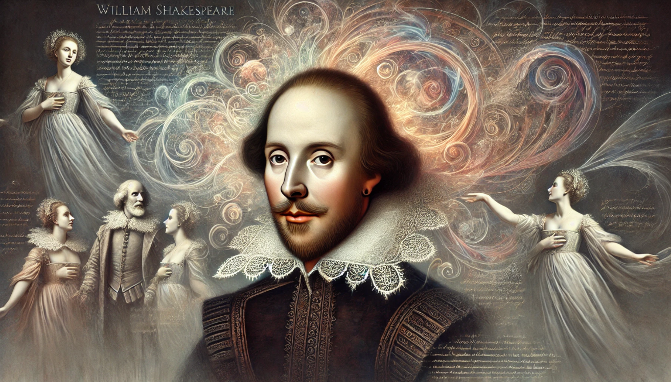 Shakespeare surrounded by thoughts