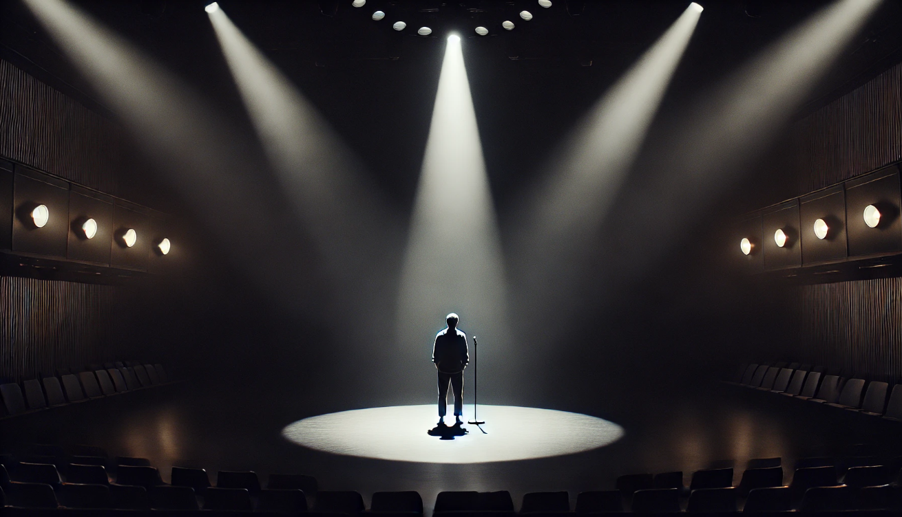 Solitary actor under spotlight