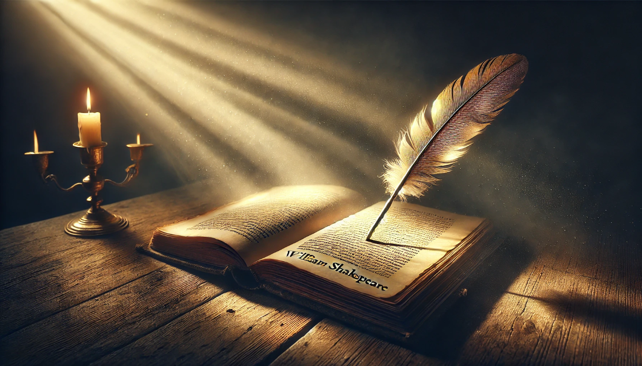 Glowing book with quill