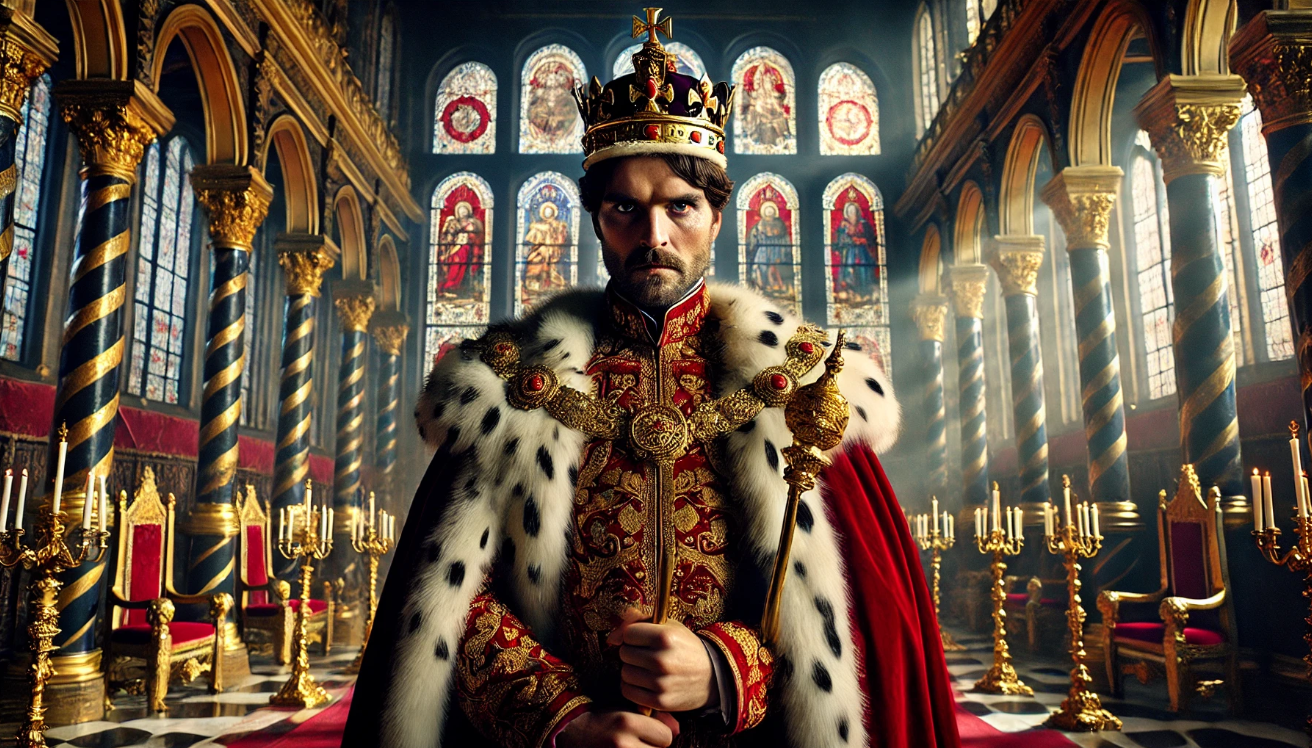 "Ambitious king in shadows"