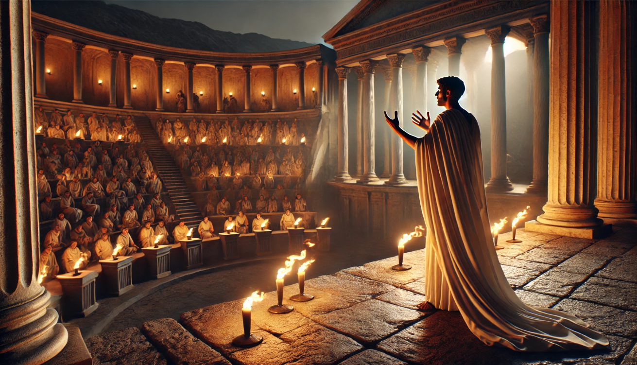 Ancient theater soliloquy performance