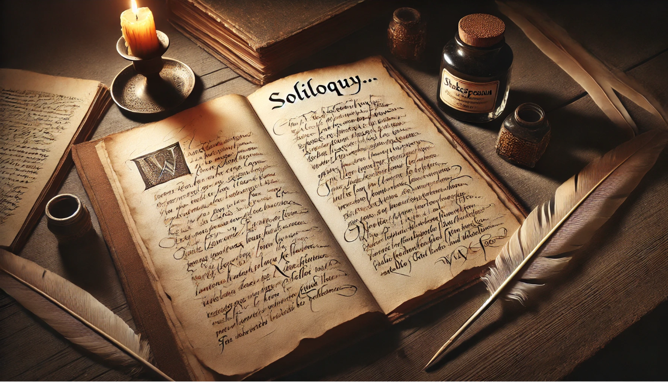 Shakespeare manuscript with quill