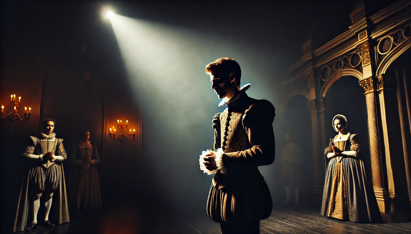 Shakespearean actor spotlight soliloquy.
