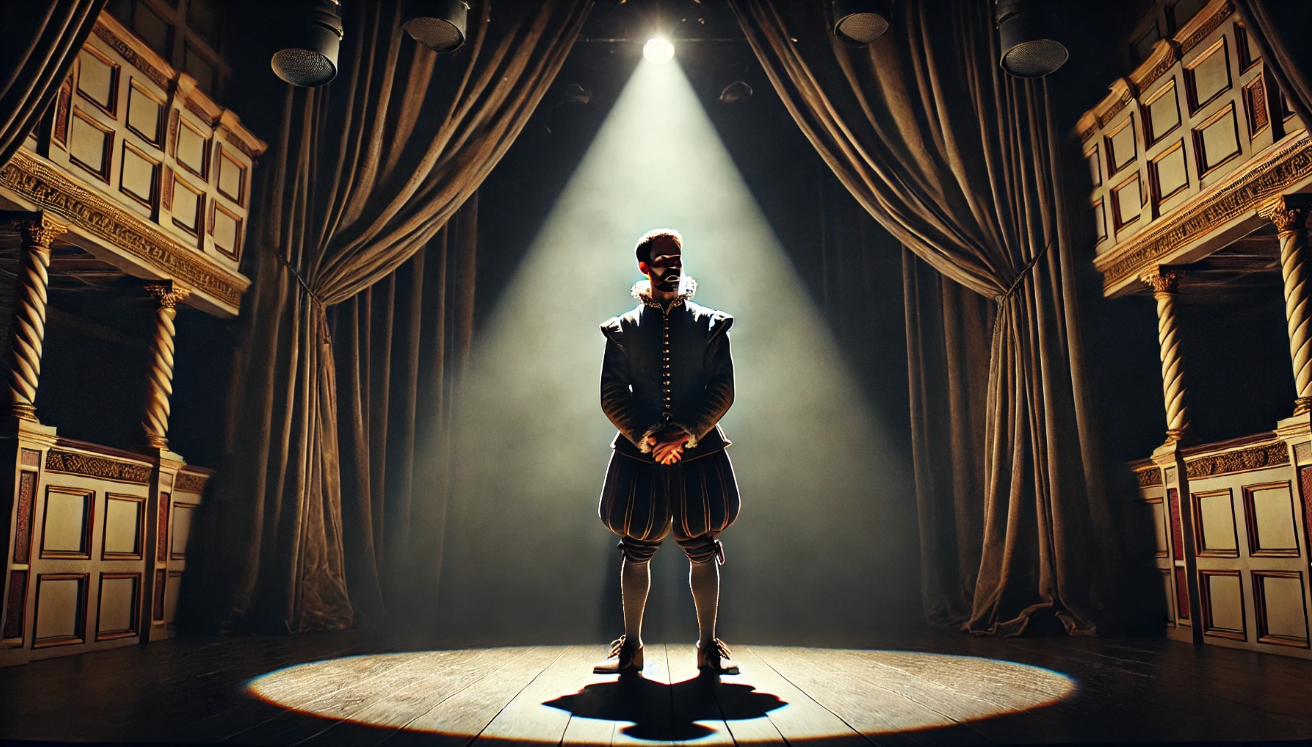  "Solitary actor delivers soliloquy."