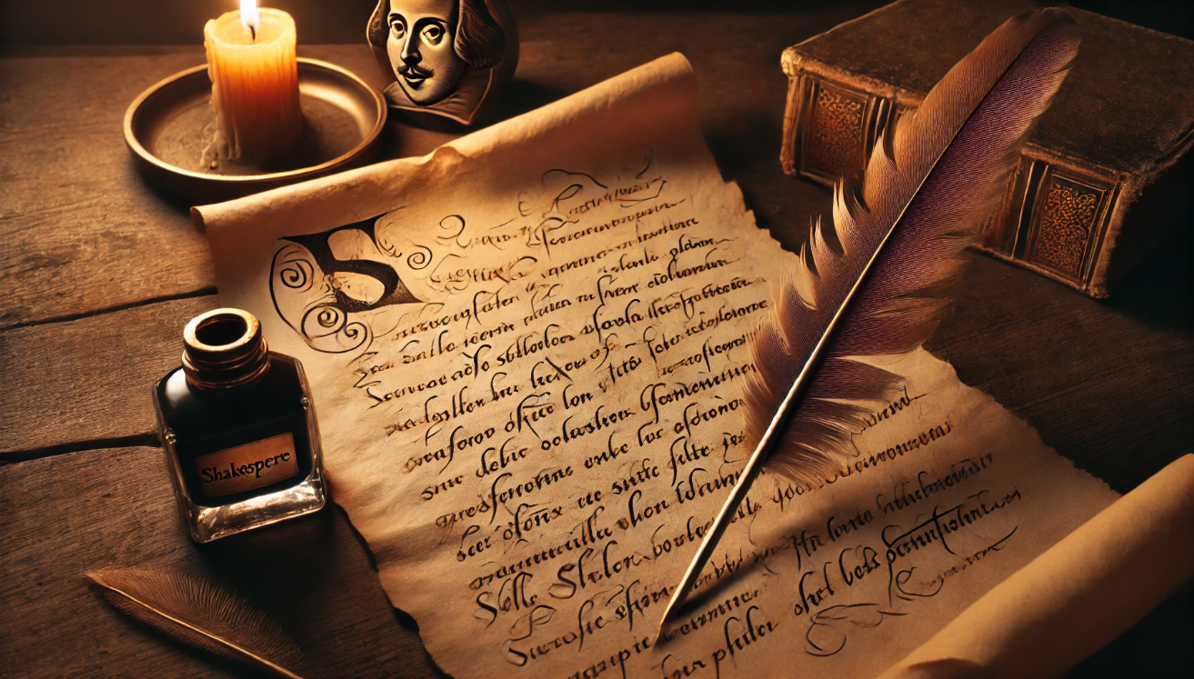  Quill beside aged parchment