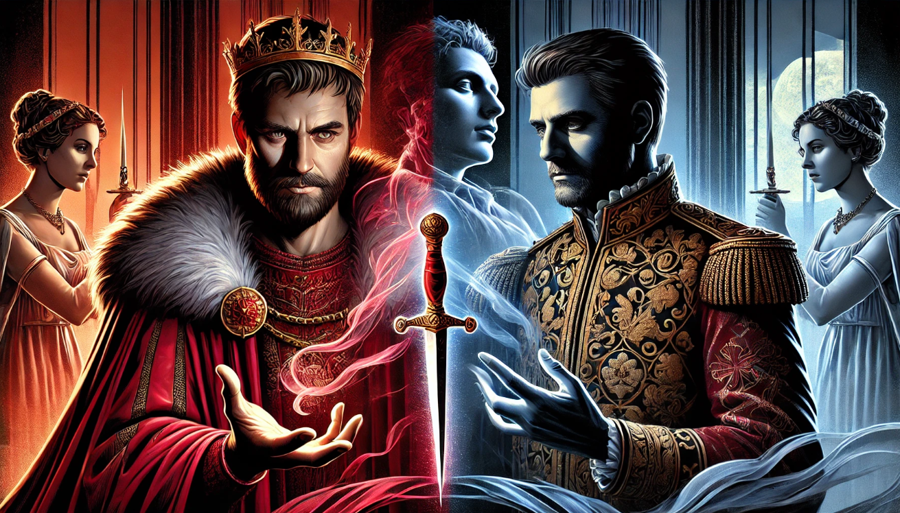 Macbeth and Othello split-screen.