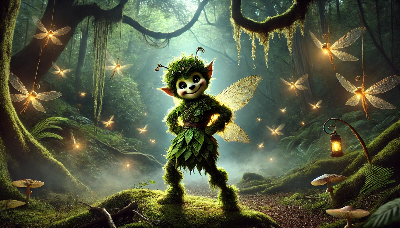 Mischievous fairy in forest