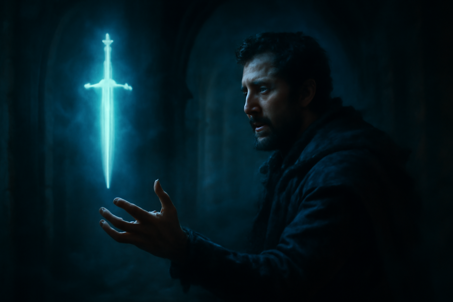 Macbeth reaching for a glowing