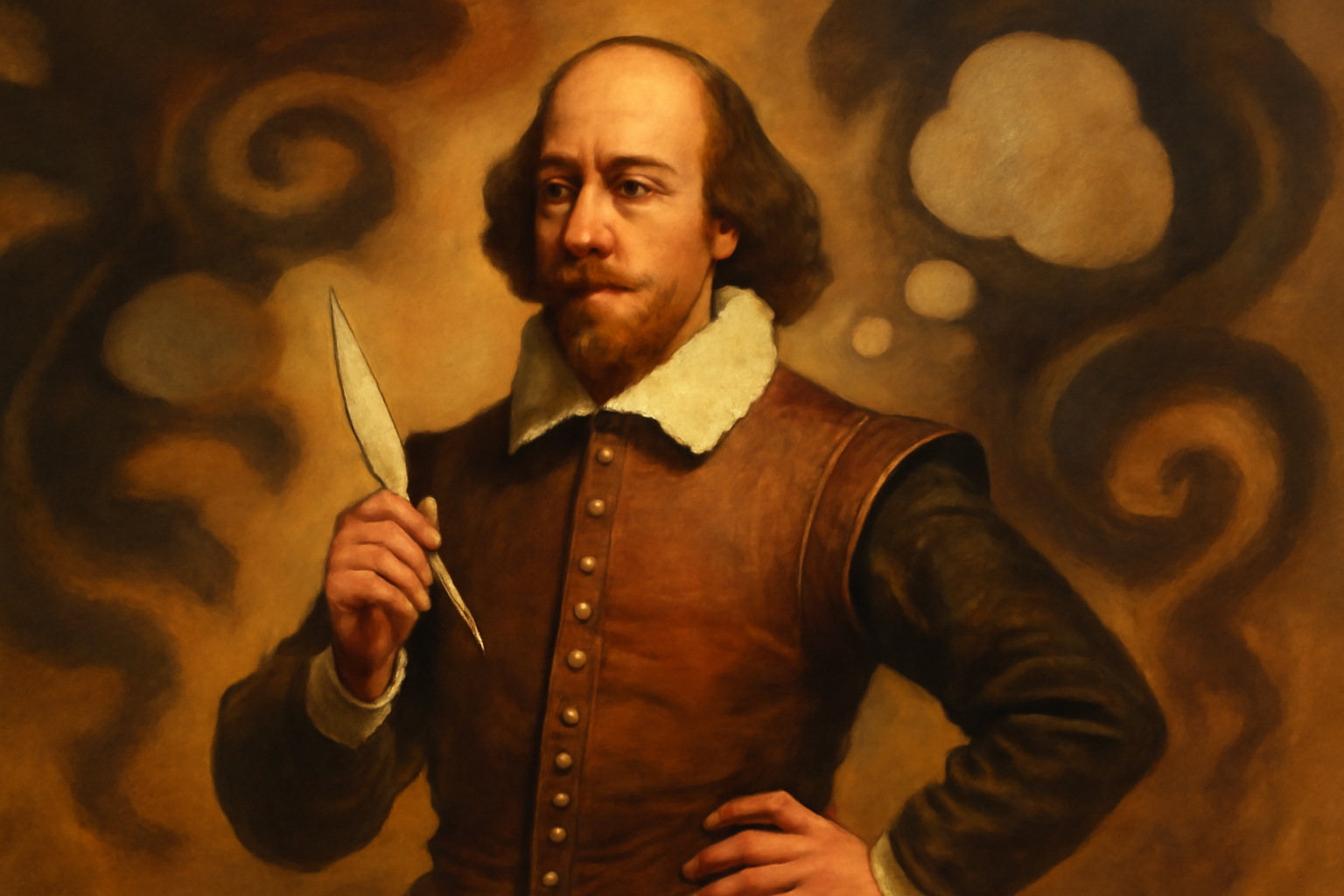Portrait of Shakespeare in Elizabethan attire