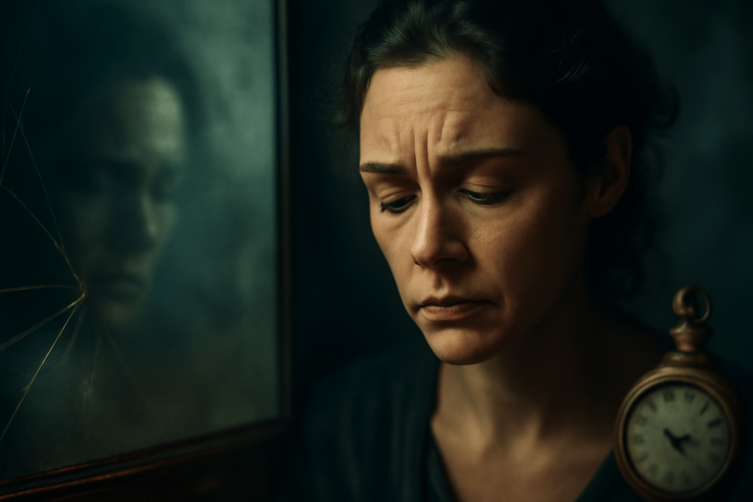 Close-up of a woman lost in thought