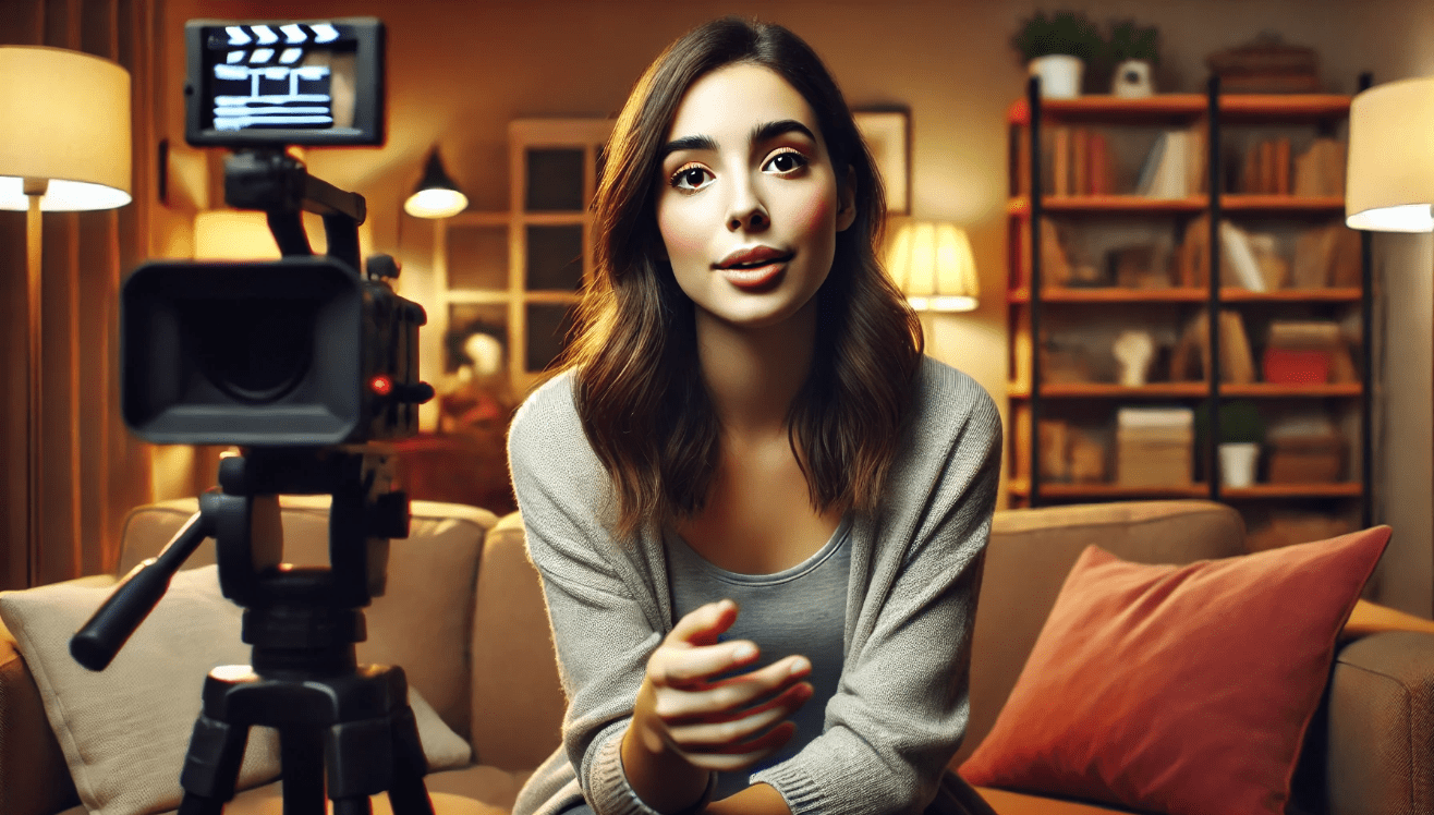 Young woman seated in a cozy living room