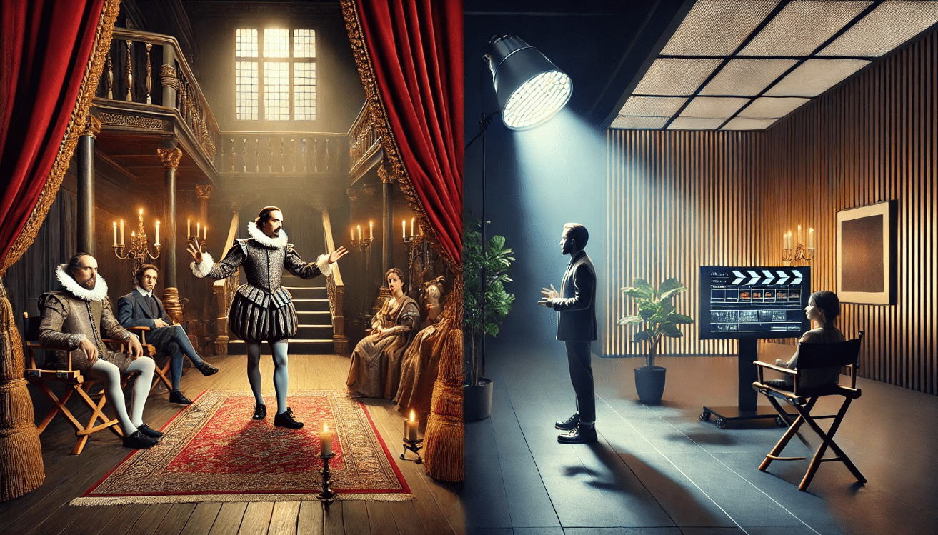 A split-screen composition