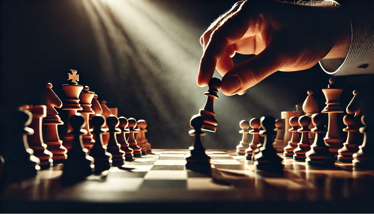 Chessboard symbolizing decision-making and plot progression through soliloquies in Shakespeare's plays.