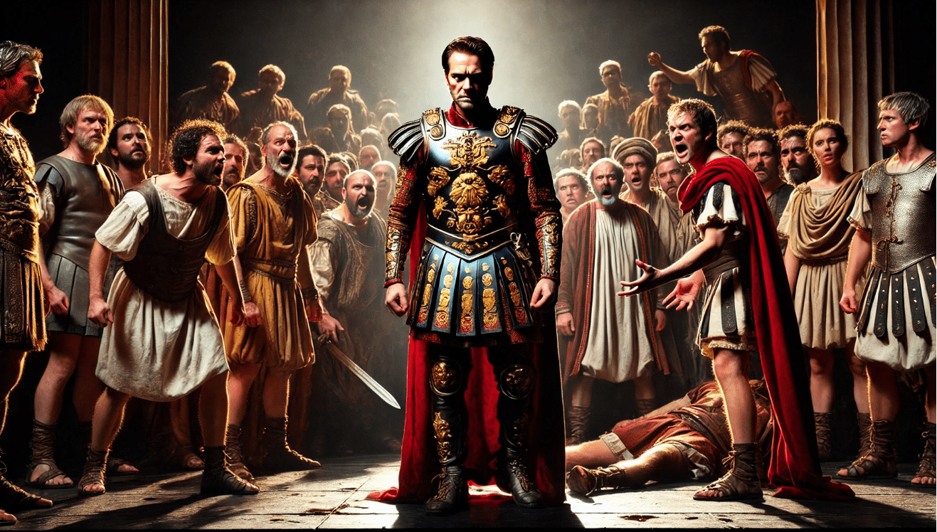 "Roman general with crowd"