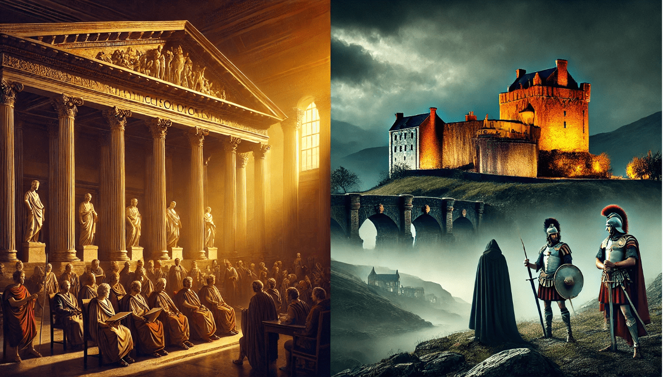"Ancient assembly meets medieval warriors"