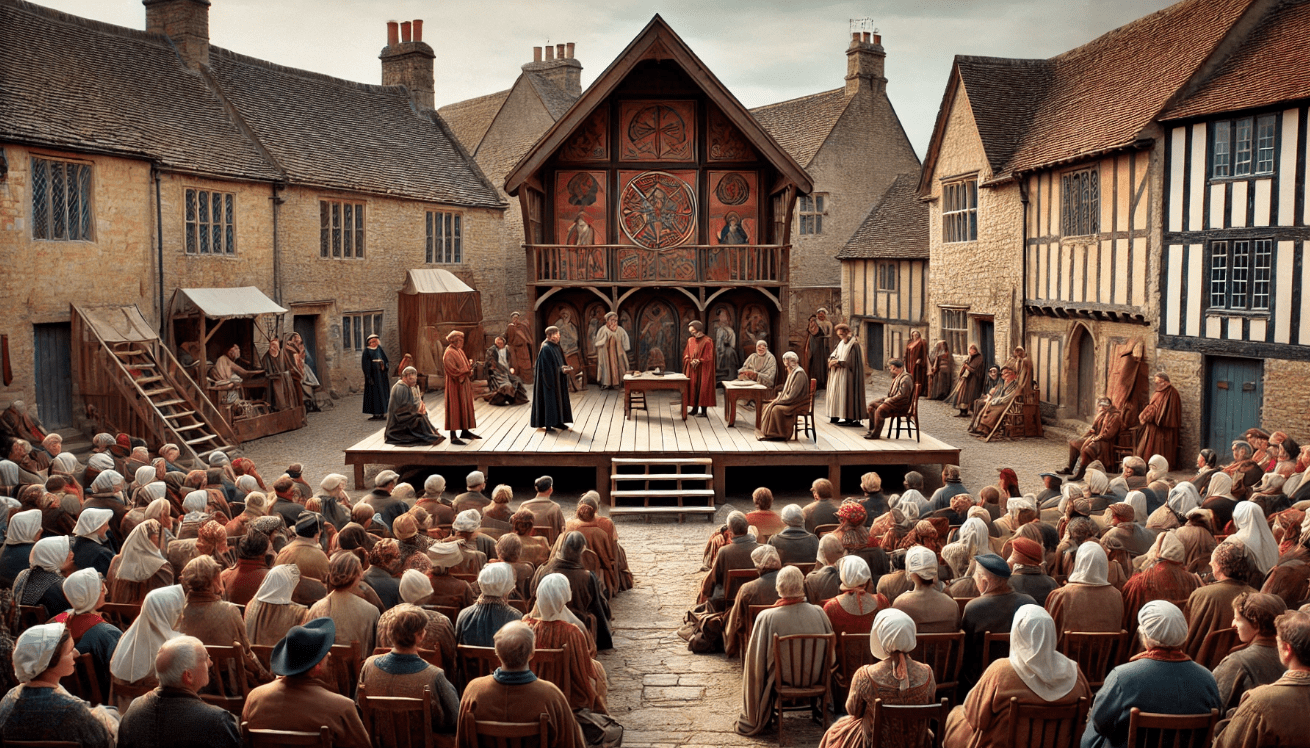 Medieval outdoor theatre performance 