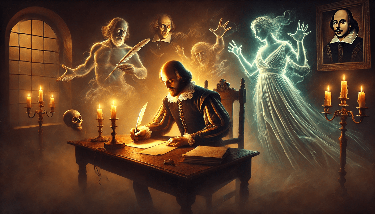 Shakespeare writing with ghosts
