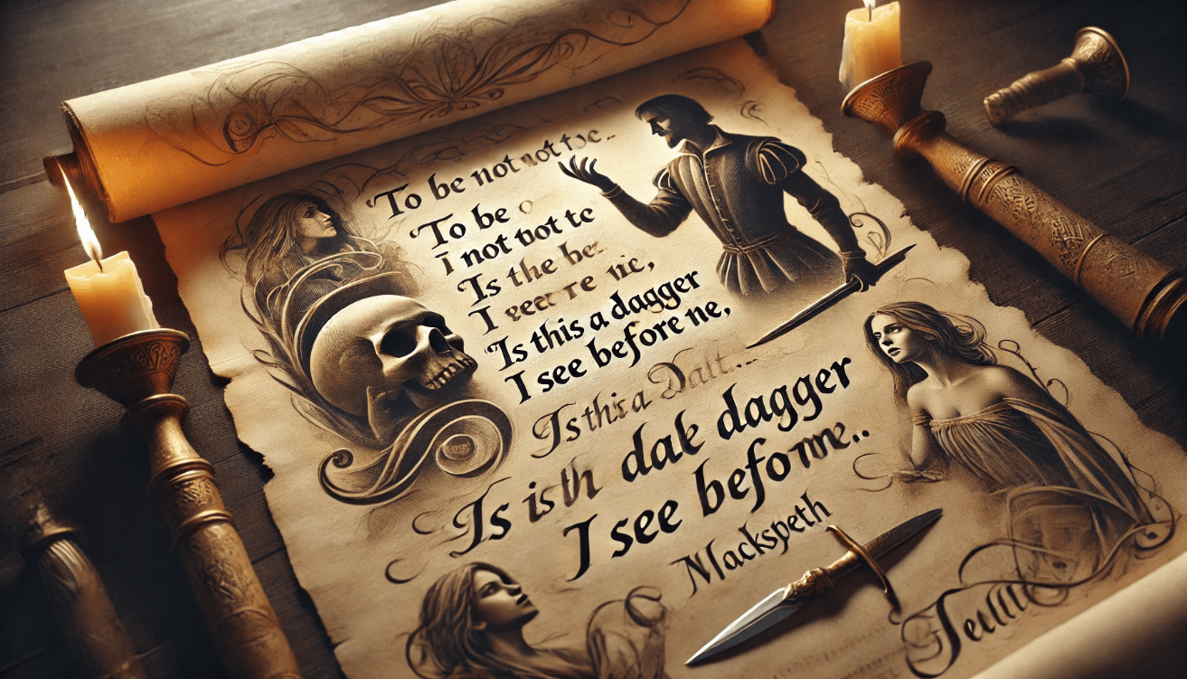 Shakespeare quotes on parchment 