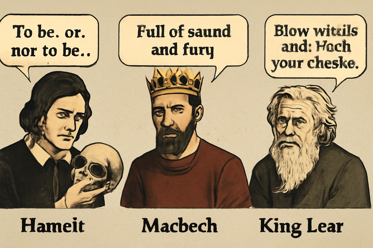 "Collage of Shakespeare's iconic characters Hamlet