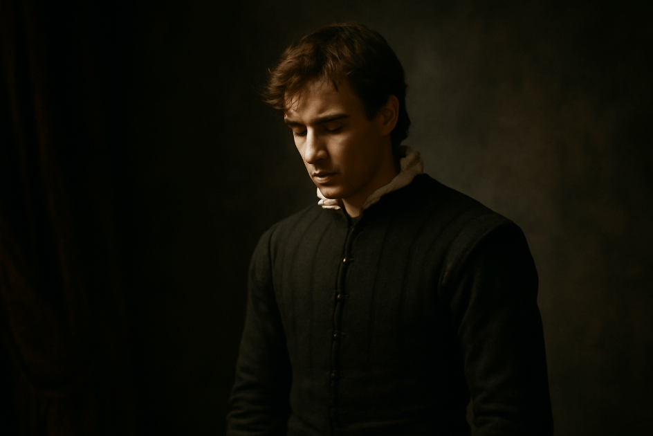 Shakespearean character in a contemplative moment