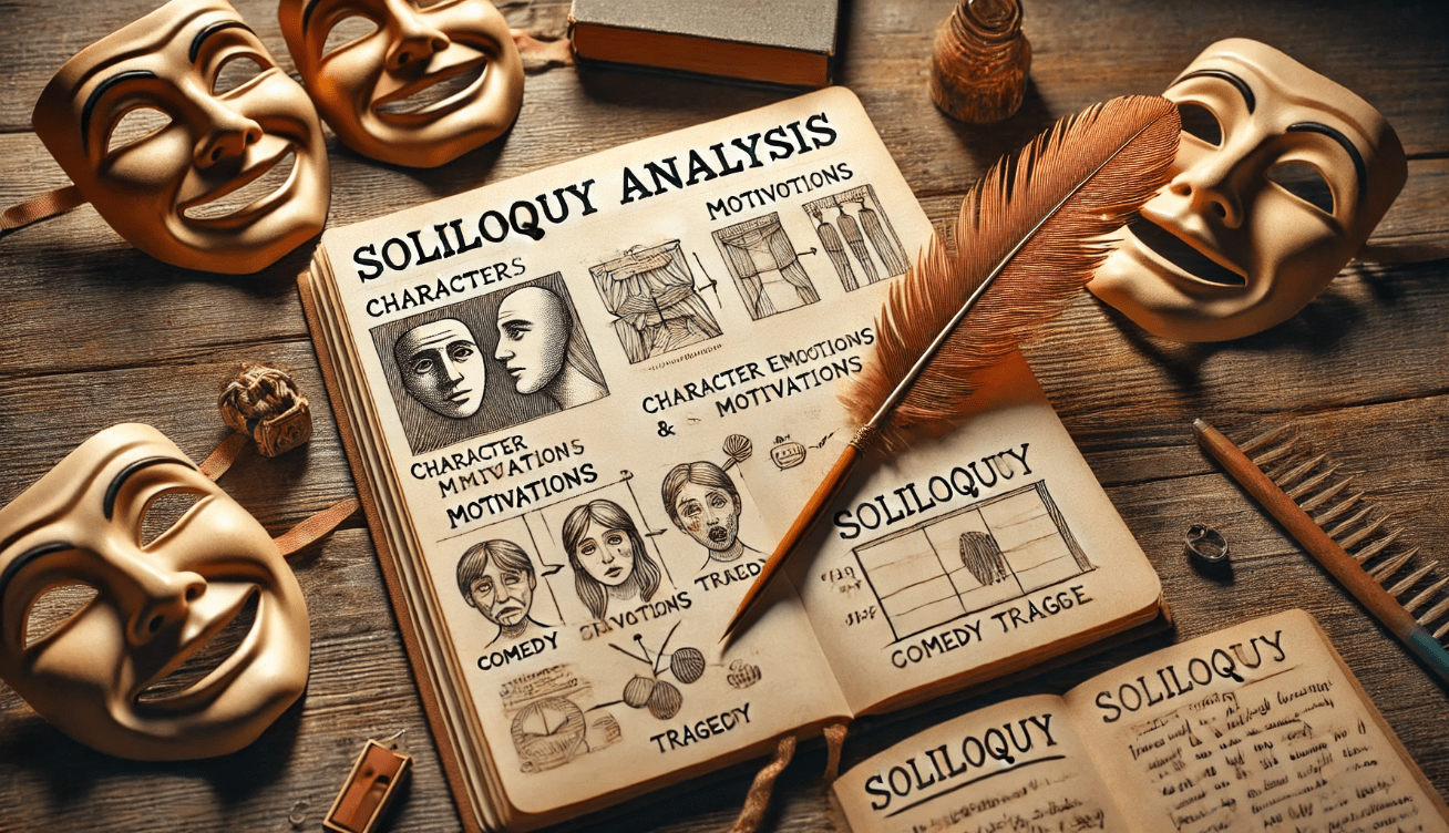Open notepad titled 'Soliloquy Analysis