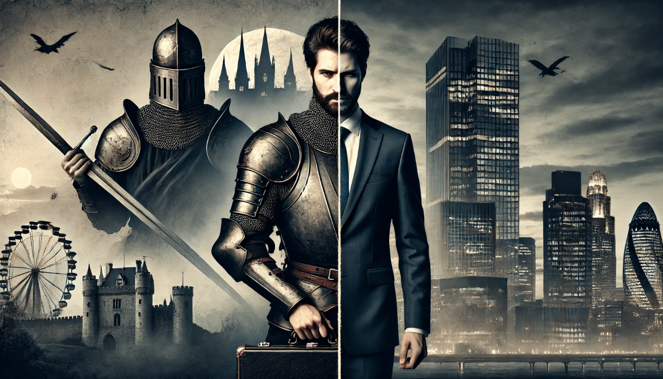 A split-screen illustration showing two versions of Macbeth