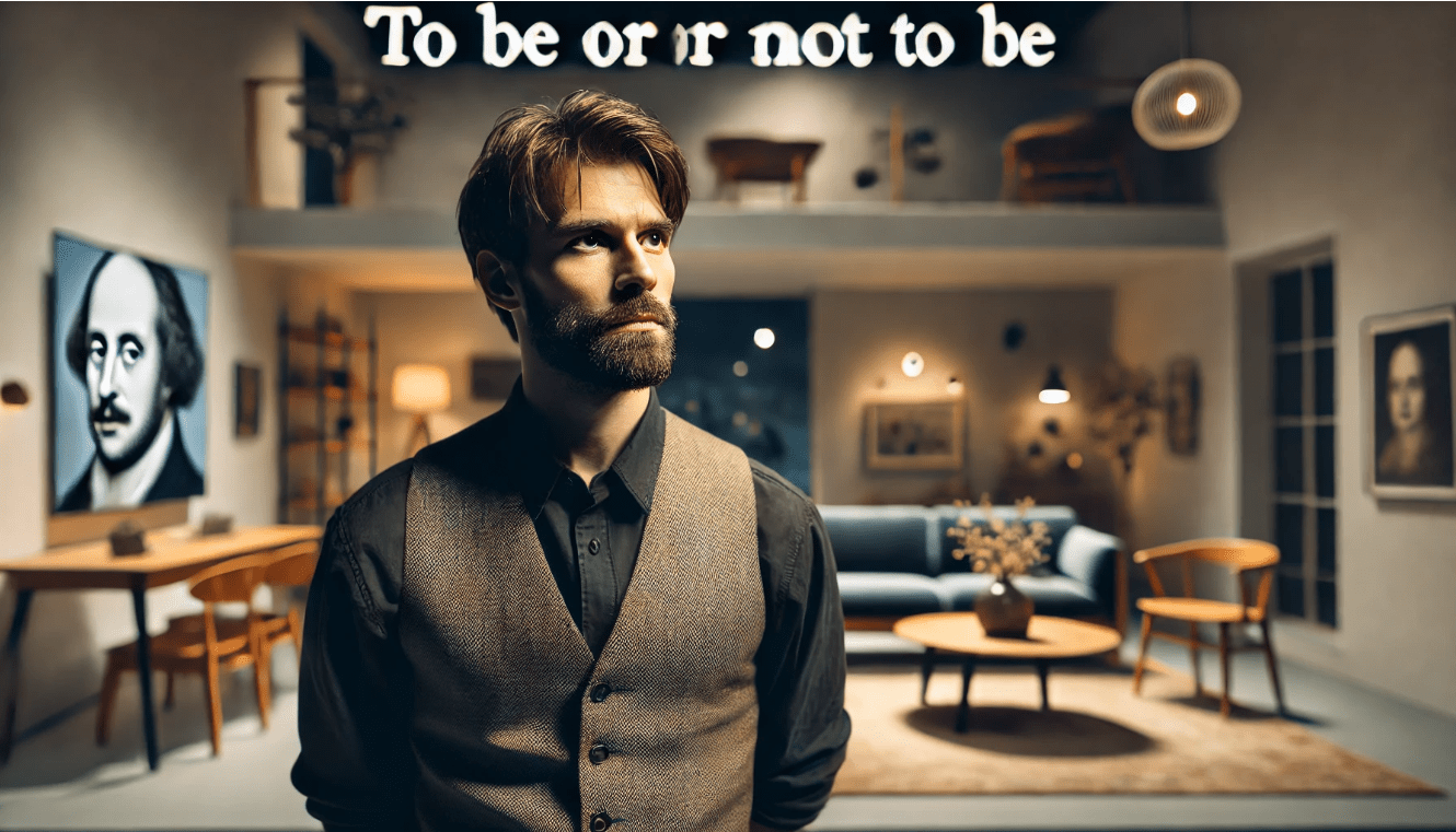 Modern adaptation of Shakespeare’s soliloquy with contemporary actor and setting, showcasing timeless relevance.