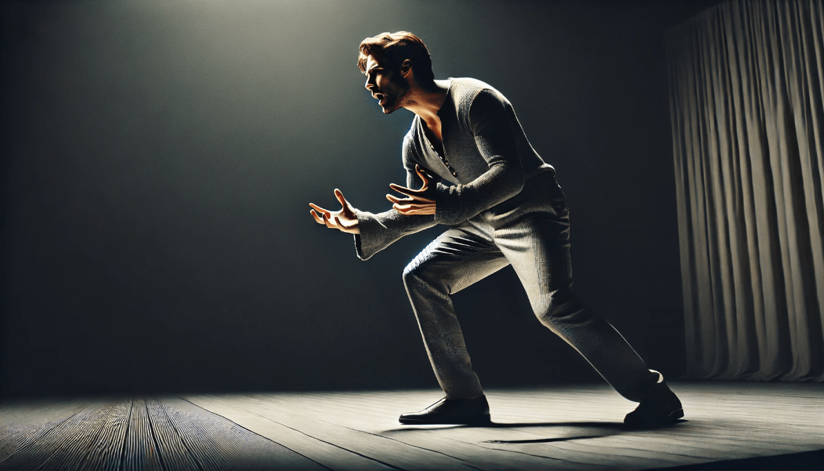 Modern actor performing a Shakespearean play, showcasing Shakespeare's enduring influence on contemporary theatre